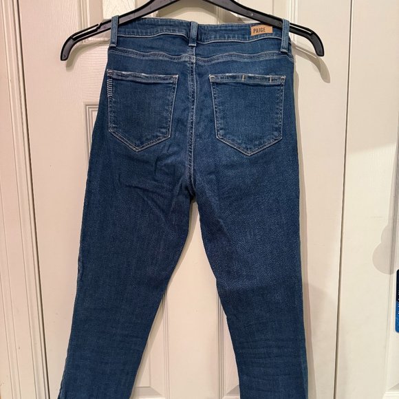 PAIGE - Hoxton High Waist Distressed Hem Ankle Skinny Jeans - Picture 9 of 15